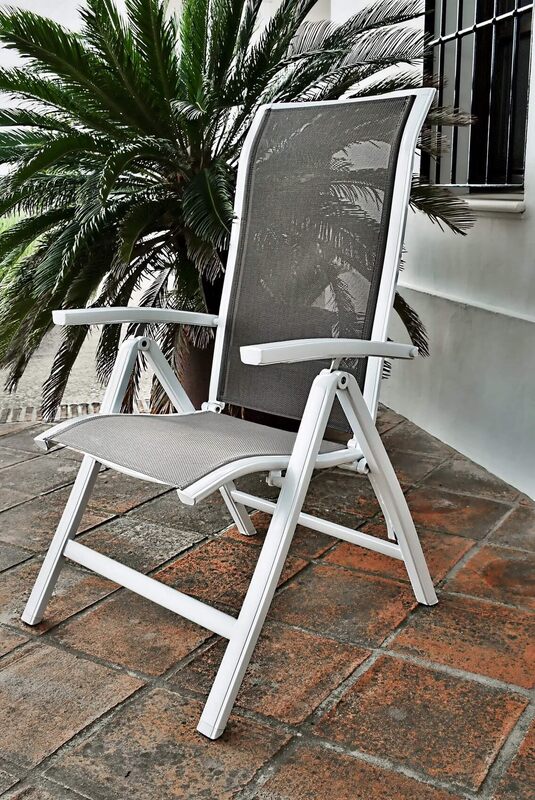 Folding and adjustable armchair for terrace
