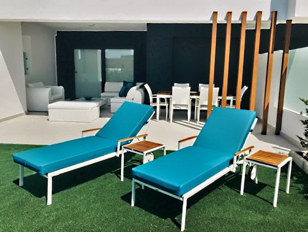 Sun loungers for garden and terrace example